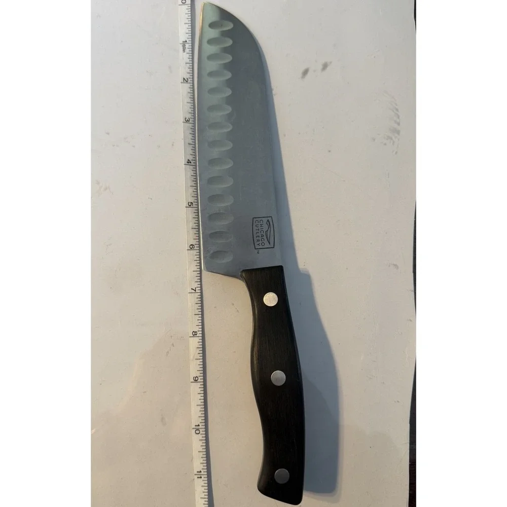 Chicago Cutlery 6.5 inch Santoku Knife Granton Edge‎ Stainless Steel Full Tang